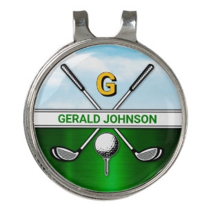 Custom Golf Monogram Black and Silver Hat Clip