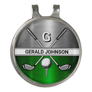 Custom Golf Monogram Black and Silver Hat Clip