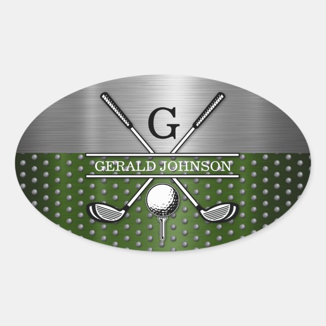Custom Golf Monogram Design Oval Sticker (Front)