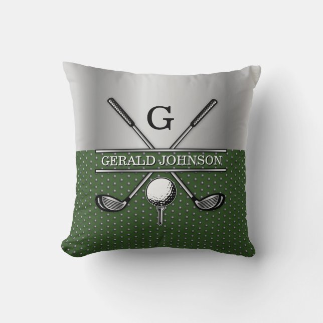 Custom Golf Monogram Design Throw Pillow (Front)