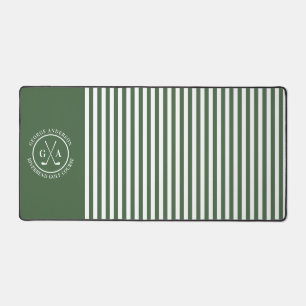 Custom Golf Multi Monogram green striped simple Desk Mat