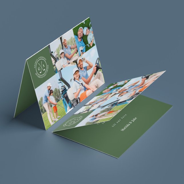 Custom Golf Multi Photo Monogram Fathers Day Card (Creator Uploaded)