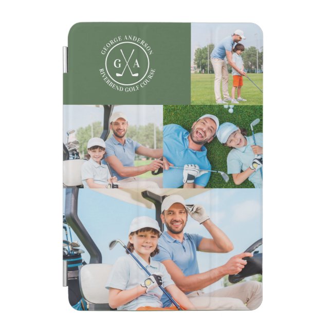 Custom Golf Multi Photo Monogram Fathers Day iPad Mini Cover (Front)