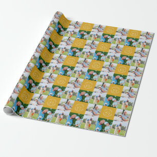 Custom Golf Multi Photo Monogram Fathers Day Wrapping Paper