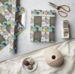 Custom Golf Multi Photo Monogram Fathers Day Wrapping Paper