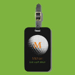 Custom golf-player name luggage tag<br><div class="desc">A stylish way to identify the golfer belongings. The image of a golf-ball with name and initial letter, and custom words... A luggage tag with a name is important for several practical reasons when traveling. Firstly, it serves as a quick and easy way to identify your luggage among the sea...</div>
