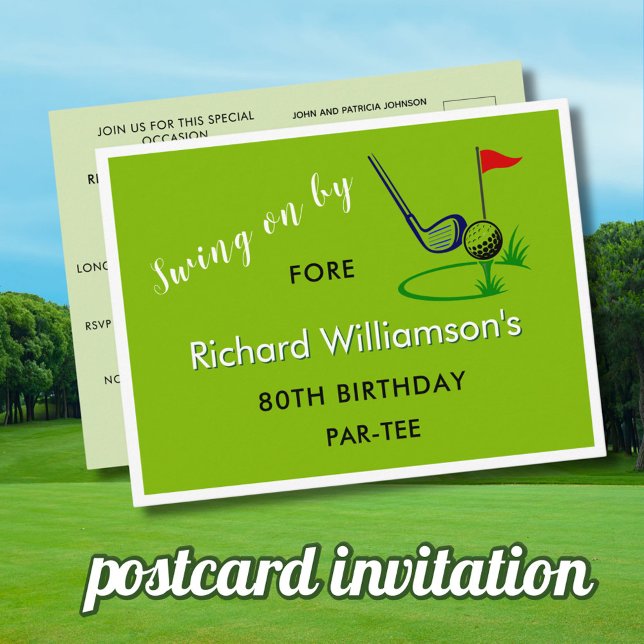 **CUSTOM GOLF POSTCARD 80TH BIRTHDAY INVITATION (Creator Uploaded)