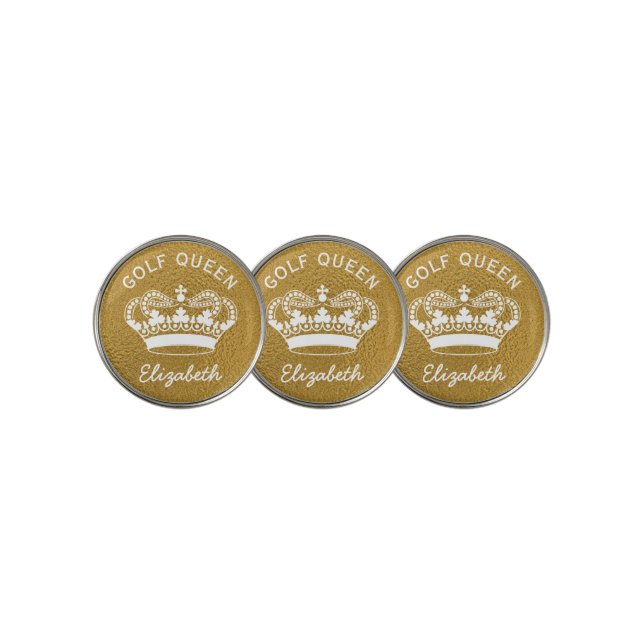 Custom Golf Queen Gold Crown Ball Marker (3 Up)