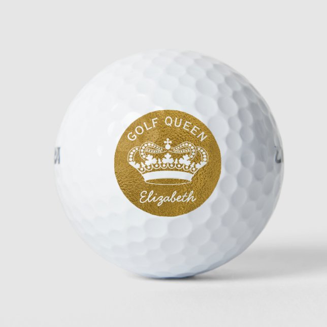 Custom Golf Queen Gold Crown Balls (Front)