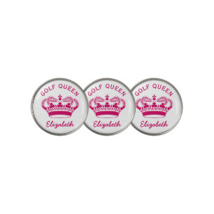 Custom Golf Queen Hot Pink Crown Golf Ball Marker
