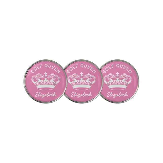 Custom Golf Queen Pink Crown Golf Ball Marker (3 Up)