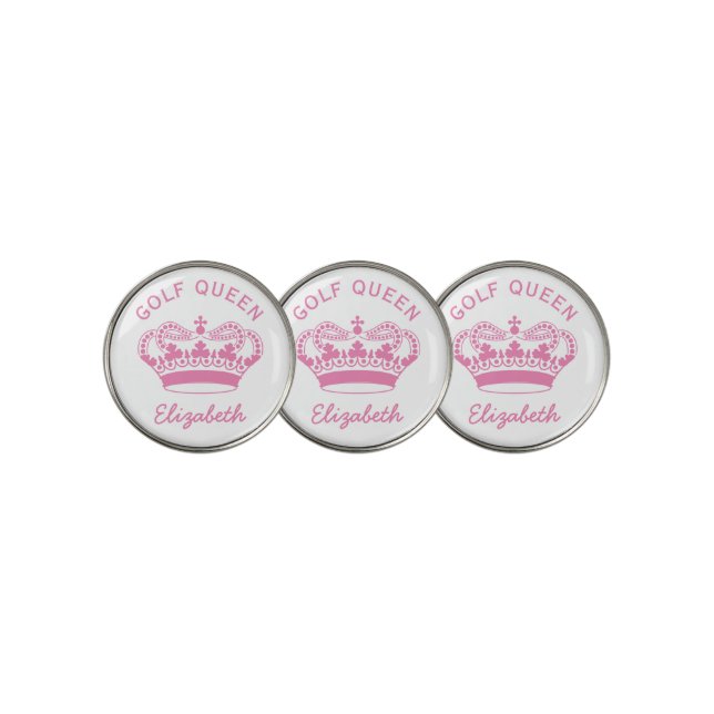 Custom Golf Queen Pink Crown Golf Ball Marker (3 Up)