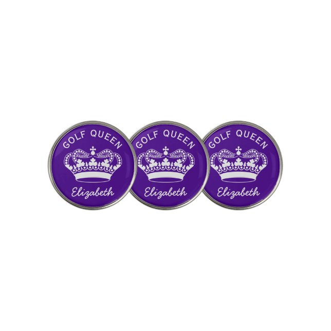 Custom Golf Queen Purple Crown Ball Marker (3 Up)