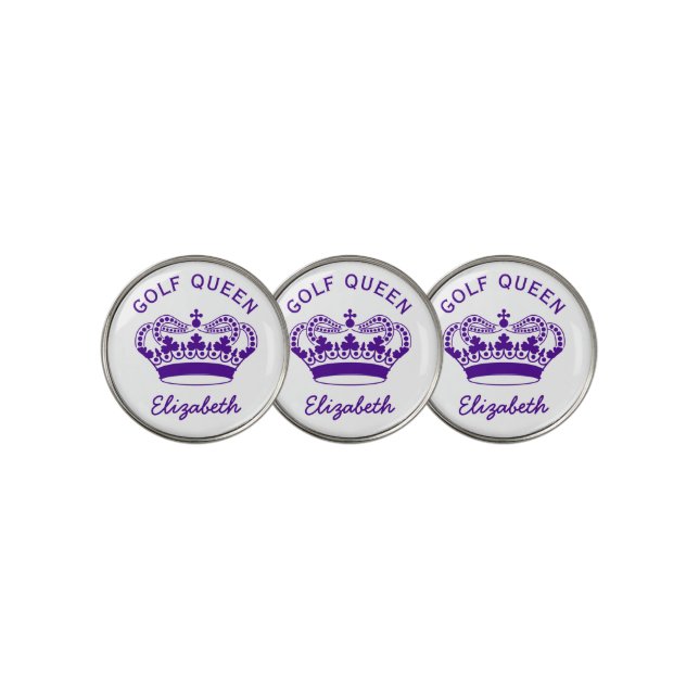 Custom Golf Queen Purple Crown Golf Ball Marker (3 Up)