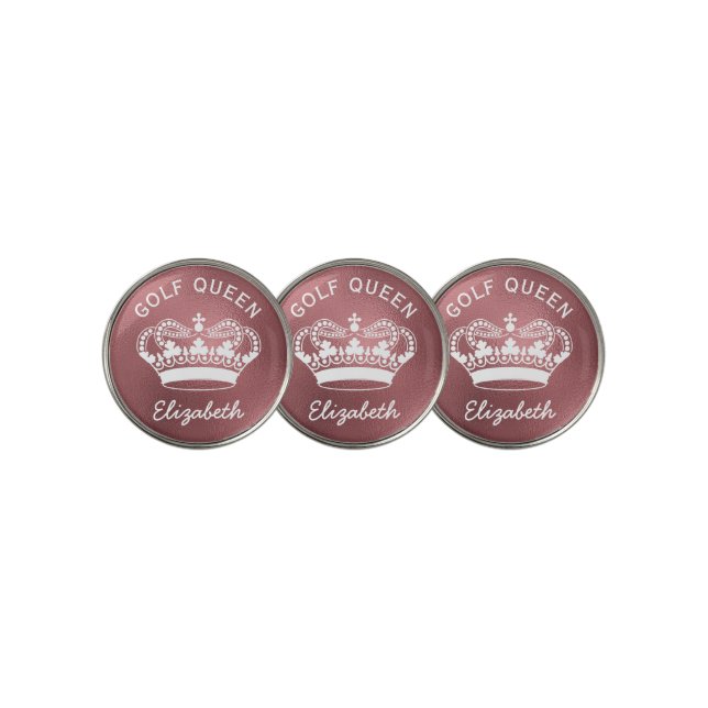 Custom Golf Queen Rose Gold Crown Ball Marker (3 Up)