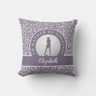 Custom Golf Silhouette Modern Pattern Purple Chic Throw Pillow