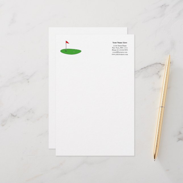 Custom golf sport logo template stationery paper (Front/Back In Situ)