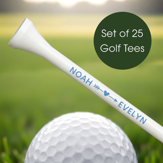 Custom Golf Tees Couples Names Bachelorette Blue (Creator Uploaded)