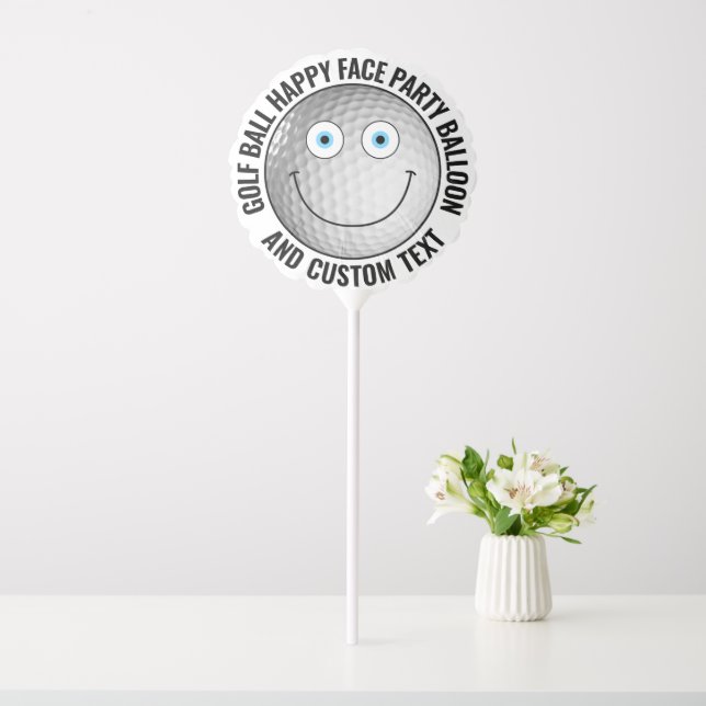 Custom Golf Theme Party BLUE EYES Happy Face 11" Balloon (In SItu)