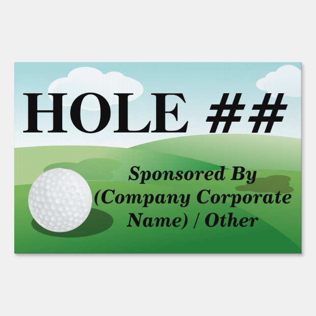 Custom Golf Tournament Hole Number Yard Sign (Front)