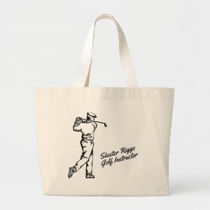 Custom Golf with Script Large Tote Bag