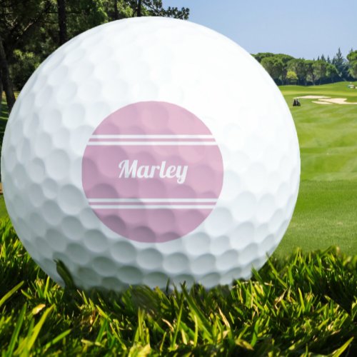 Custom Golfer Classic Name Monogram Pink For Her Golf Balls