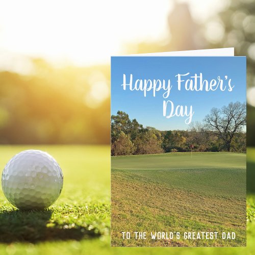 Custom Golfer Happy Fathers Day Golf Course Photo Card