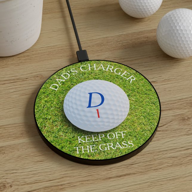 Custom Golfer Monogram Golf Ball Wireless Charger (Perfect gift for the golfer in your life that has a phone to charge. Just add their name and initial)