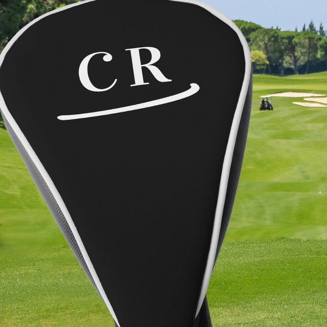 Custom Golfer Monogram Initials Modern Black White Golf Head Cover (Custom Golfer Monogram Initials Modern Black White Golf Head Cover)
