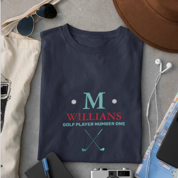 Custom Golfer Monogram . Tee With Name by mixedworld at Zazzle