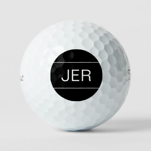Custom Golfer Monogrammed Initial Sports Black Golf Balls