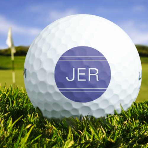 Custom Golfer Monogrammed Initials Periwinkle Blue Golf Balls