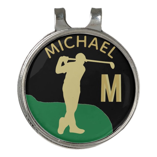 Custom Golfer Name Monogram    Golf Hat Clip (Front)