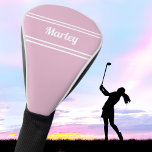 Custom Golfer Pro Sports Classic Ladies Chic Pink Golf Head Cover<br><div class="desc">Classic trendy design features a custom template for name or text of choice for up to eleven letters in modern script and a double frame border. Script and border are in white on a chic girly light pink background. Color of background and font are easily changed with the Zazzle design...</div>