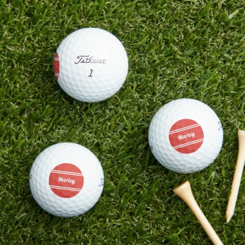 Custom Golfer Pro Sports Classic Name Modern Red  Golf Balls