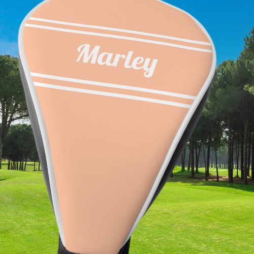 Custom Golfer Pro Sports Monogram Name Peach Golf Head Cover