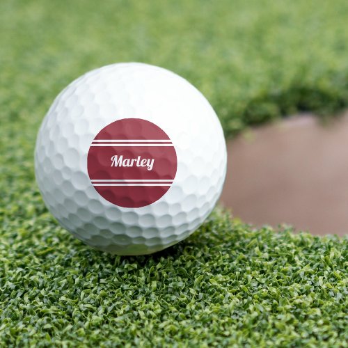 Custom Golfer Sport Classic Name Modern Red Golf Balls