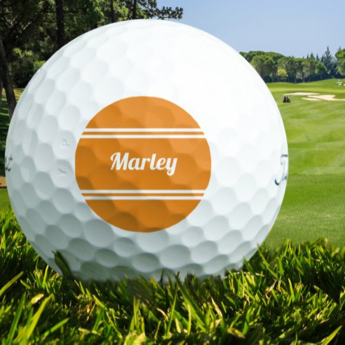 Custom Golfer Sports Classic Monogram Name Orange Golf Balls