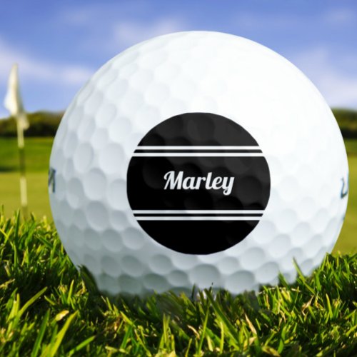 Custom Golfer Sports Classic Name Monogram Black Golf Balls
