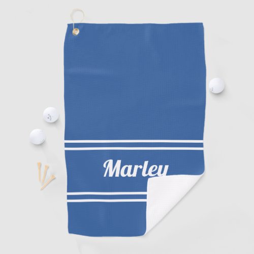 Custom Golfer Sports Classic Name Monogram Blue Golf Towel