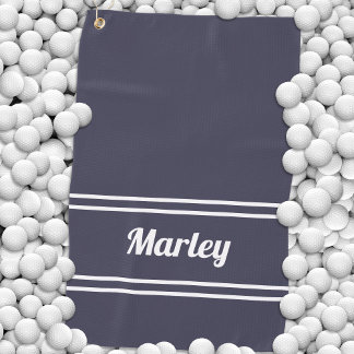 Custom Golfer Sports Classic Name Monogram Blue Golf Towel
