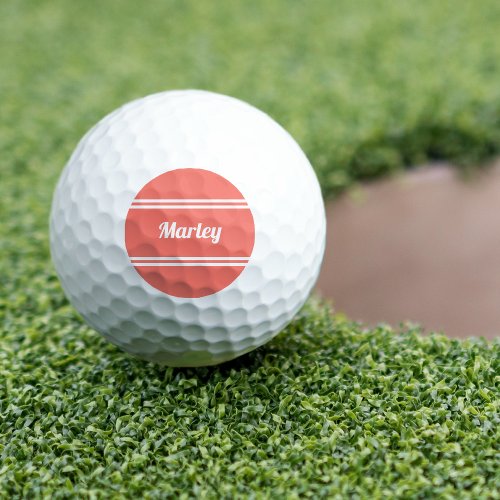 Custom Golfer Sports Classic Name Monogram Coral Golf Balls