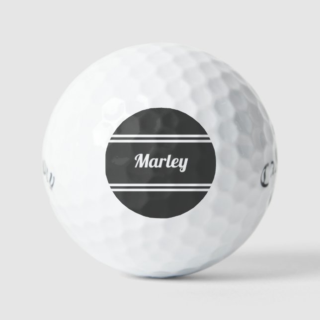 Custom Golfer Sports Classic Name Monogram Gray Golf Balls (Front)