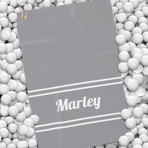 Custom Golfer Sports Classic Name Monogram Gray Golf Towel