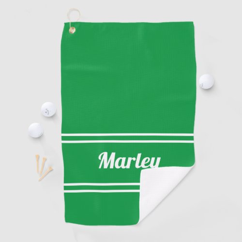 Custom Golfer Sports Classic Name Monogram Green Golf Towel