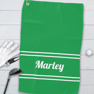 Custom Golfer Sports Classic Name Monogram Green Golf Towel