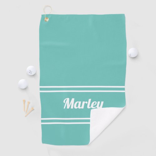 Custom Golfer Sports Classic Name Monogram Teal Golf Towel