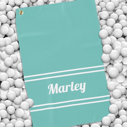 Custom Golfer Sports Classic Name Monogram Teal Golf Towel