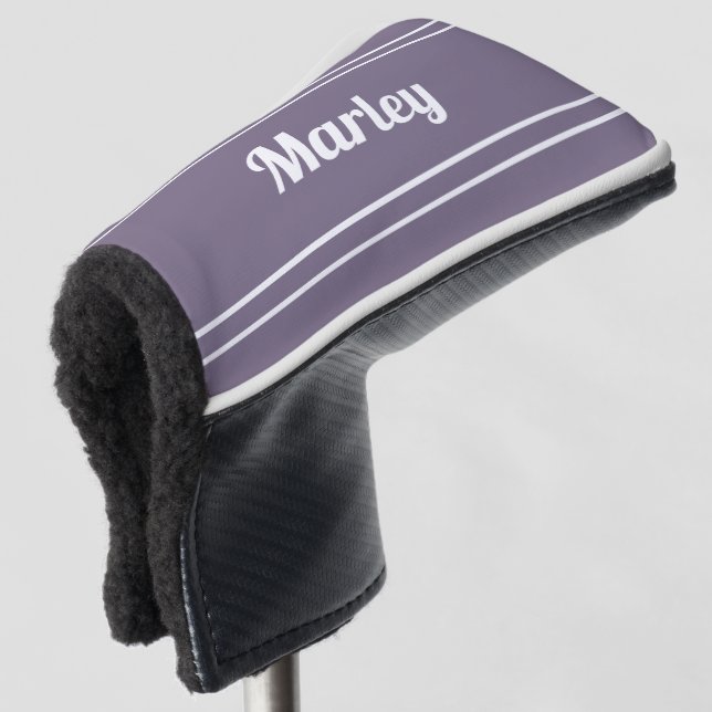Custom Golfer Sports Ladies Monogrammed Purple Golf Head Cover (3/4 Front)
