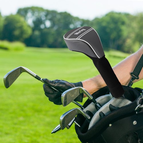 Custom Golfer Sports Modern Monogram Trendy Gray Golf Head Cover